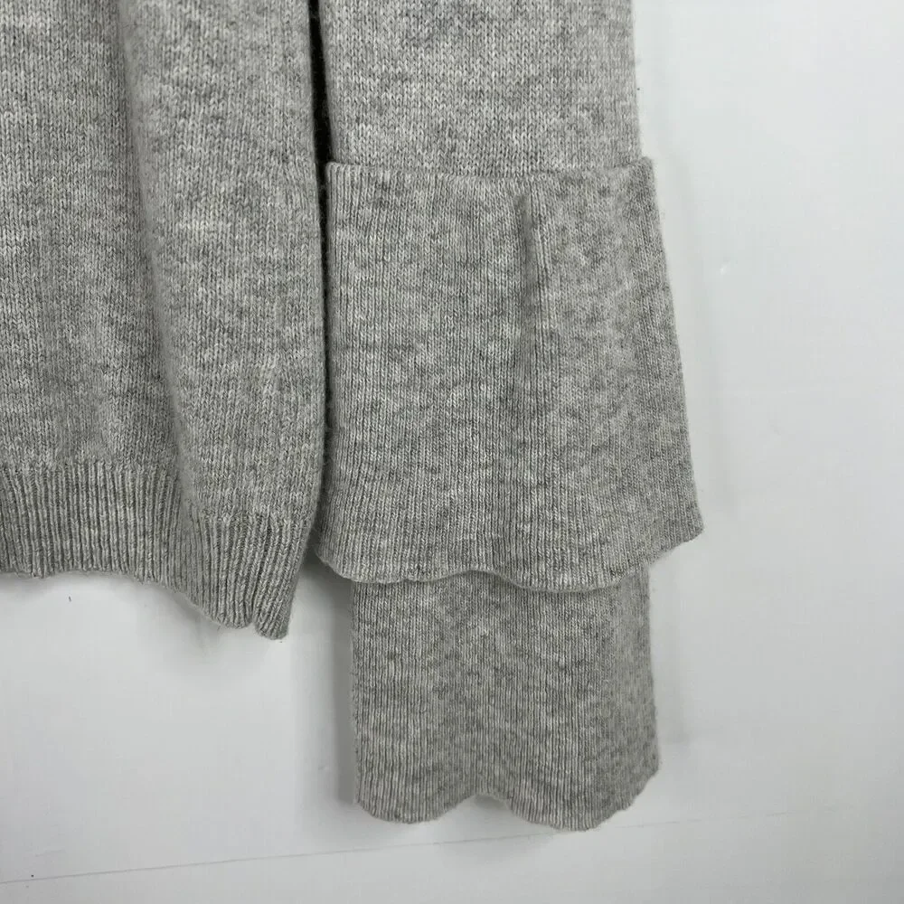 J Crew Mercantile Size S Sweater Gray Ruffle Tiered Bell Sleeve Wool Blend J7850